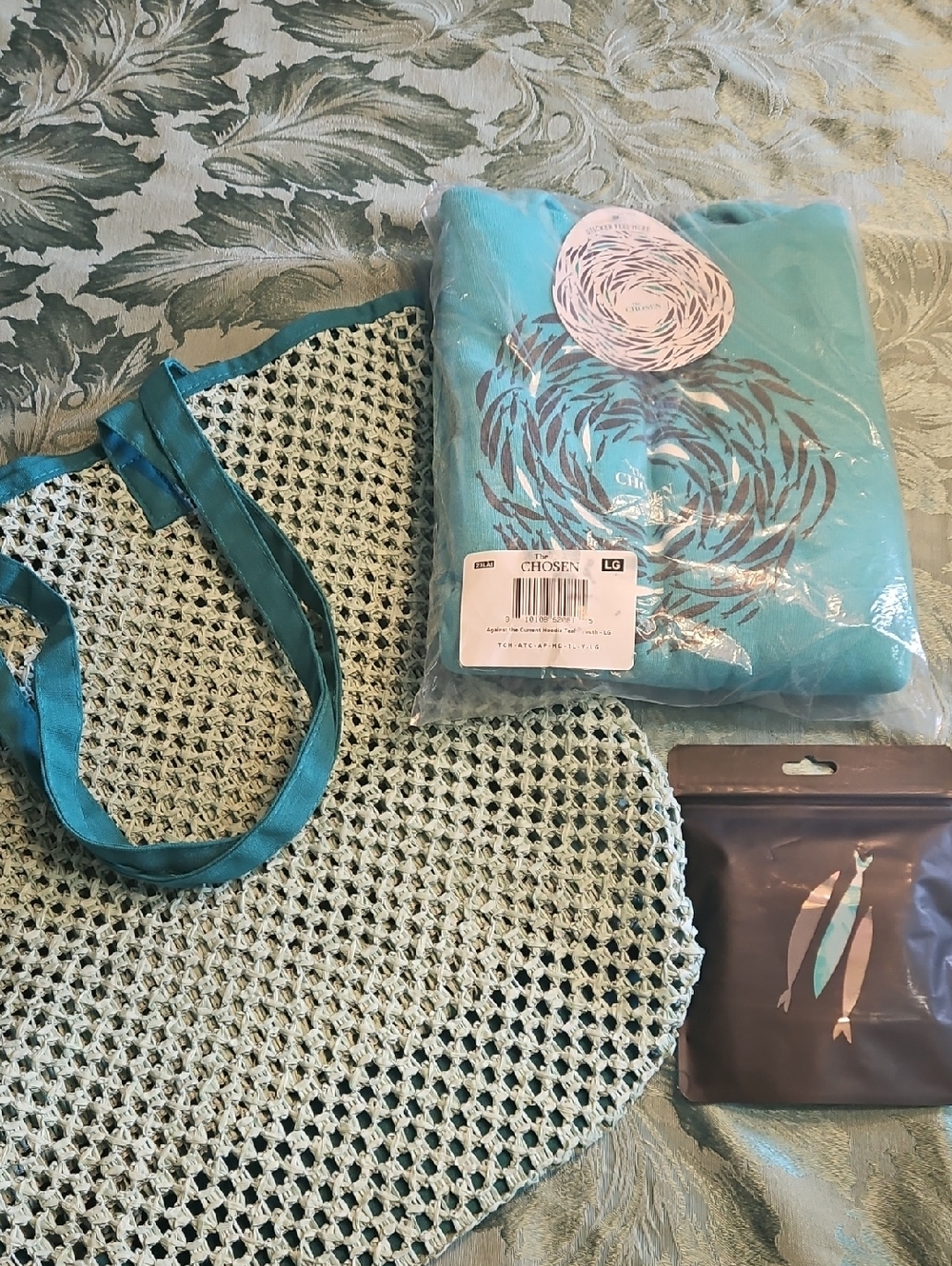 Youtg LG The Chosen Teal Hoodie with Tote Bag And Wrist Bands